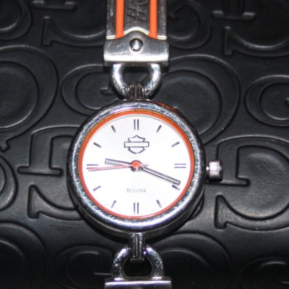 Ladies Harley Davidson Bulova Silvertone Bracelet Watch